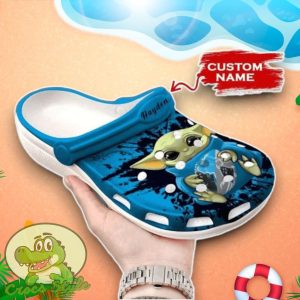 Baby Yoda Carolina Panthers Crocs Custom Name Edition Clog Shoes