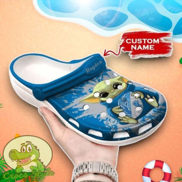 Baby Yoda Detroit Lions Crocs Custom Name Edition Clog Shoes