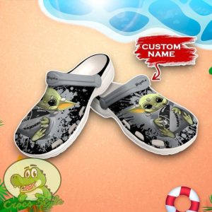 Baby Yoda Hug Las Vegas Raiders Crocs Custom Name Edition Clog Shoes