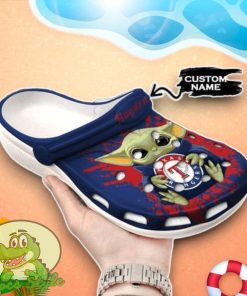 Baby Yoda Hug Texas Rangers Crocs Custom Name Edition Clog Shoes Product Photo 1