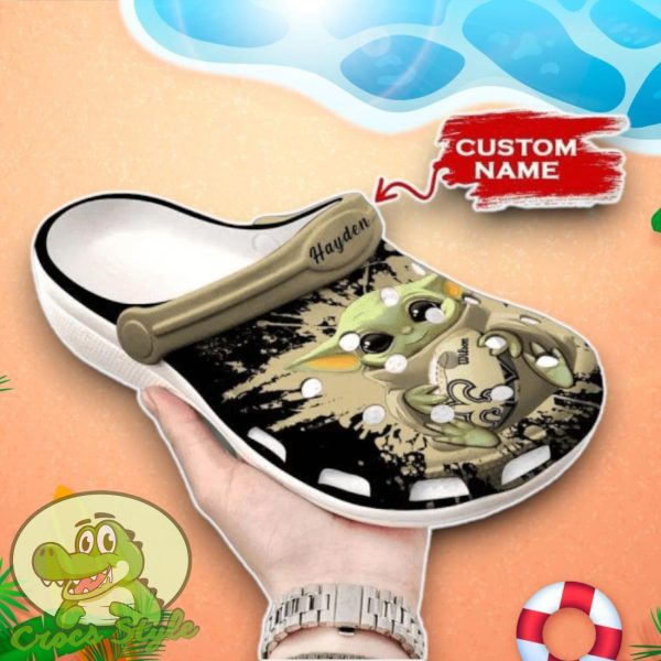 Baby Yoda New Orleans Saints Crocs Custom Name Edition Clog Shoes