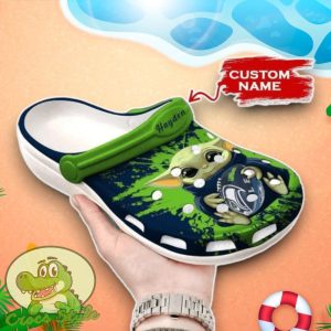 Baby Yoda Seattle Seahawks Crocs Custom Name Edition Clog Shoes