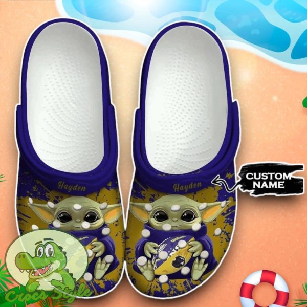 Baltimore Ravens Baby Yoda Crocs Custom Name Edition Classic Clogs Shoes