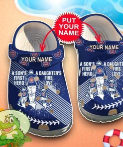 Chicago Cubs MLB Dad Is First Hero And First Love Crocs Custom Name Edition Classic Clogs Shoes Product Photo 1