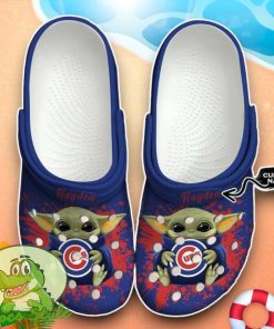 Chicago Cubs MLB Team Logo Baby Yoda Pattern Blue Crocs Custom Name Edition Classic Clogs Shoes Product Photo 1