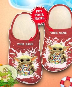 Chicago Cubs MLB Team Logo Baby Yoda Pattern Red Crocs Custom Name Edition Classic Clogs Shoes Product Photo 1