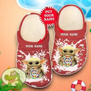 Chicago Cubs MLB Team Logo Baby Yoda Pattern Red Crocs Custom Name Edition Classic Clogs Shoes