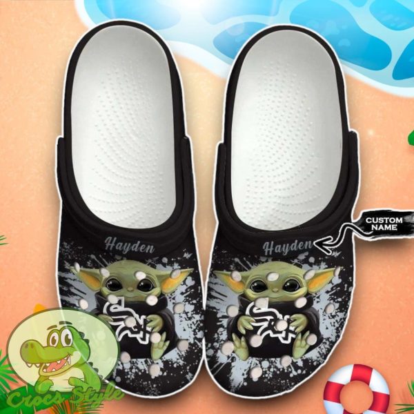 Chicago White Sox MLB Team Logo Baseball Baby Yoda Crocs Custom Name Edition Classic Clogs Shoes