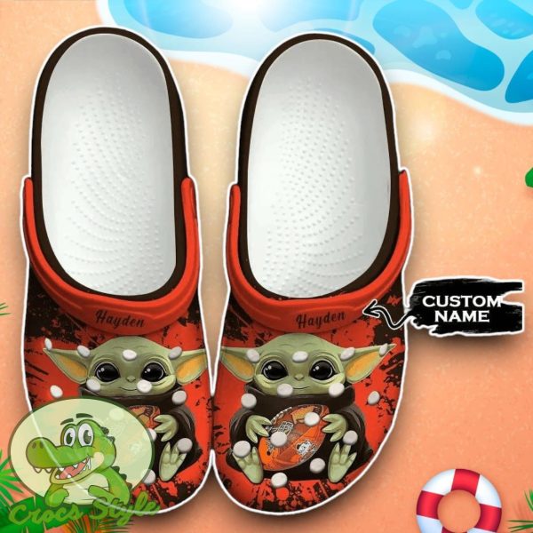 Cleveland Browns Baby Yoda Crocs Custom Name Edition Classic Clogs Shoes