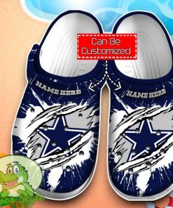 Dallas Cowboys Football Ripped Through Crocs Custom Name Edition Clog Shoes Product Photo 1