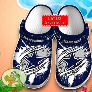 Dallas Cowboys Football Ripped Through Crocs Custom Name Edition Clog Shoes