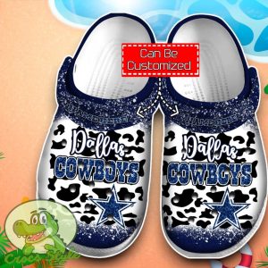 Dallas Cowboys Leopard Pattern Crocs Custom Name Edition Clog Shoes