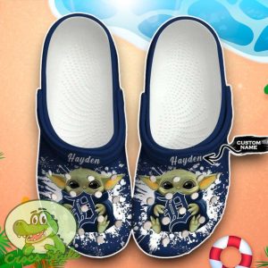 Detroit Tigers MLB Team Logo Baseball Baby Yoda Crocs Custom Name Edition Classic Clogs Shoes