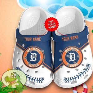 Detroit Tigers MLB Team Logo Baseball Crocs Custom Name Edition Classic Clogs Shoes