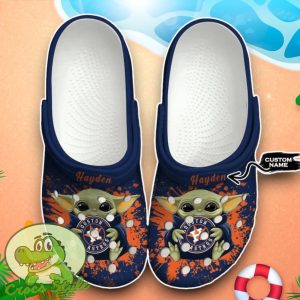 Houston Astros Baby Yoda Crocs Custom Name Edition Classic Clogs Shoes