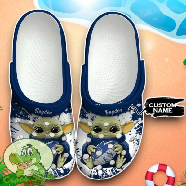 Indianapolis Colts Baby Yoda Crocs Custom Name Edition Classic Clogs Shoes