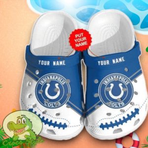 Indianapolis Colts Logo Crocs Custom Name Edition Classic Clogs Shoes In Blue White