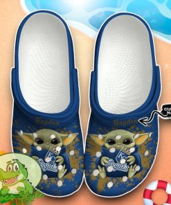 Kansas City Royals Baby Yoda Crocs Custom Name Edition Classic Clogs Shoes Product Photo 1