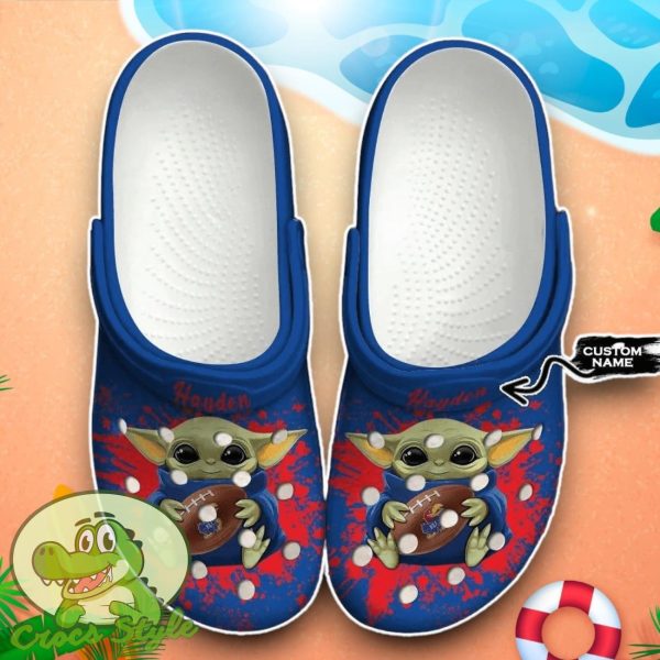 Kansas Jayhawks Baby Yoda Crocs Custom Name Edition Classic Clogs Shoes