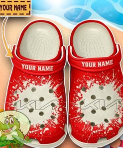 Kia Logo Red And White Painting Crocs Custom Name Edition Classic Clogs Shoes Product Photo 1
