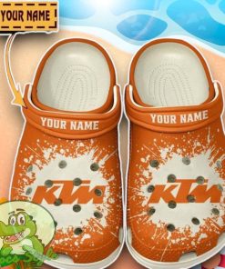 KTM Logo Orange And White Painting Crocs Custom Name Edition Classic Clogs Shoes Product Photo 1