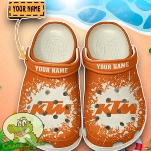 KTM Logo Orange And White Painting Crocs Custom Name Edition Classic Clogs Shoes