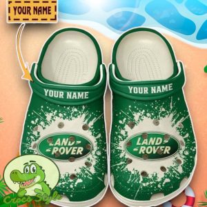 Land Rover Logo Green And White Painting Crocs Custom Name Edition Classic Clogs Shoes