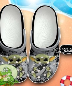 Las Vegas Raiders Baby Yoda Crocs Custom Name Edition Classic Clogs Shoes Product Photo 1