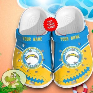 Los Angeles Chargers Crocs Custom Name Edition Classic Clogs Shoes In Blue And Yellow