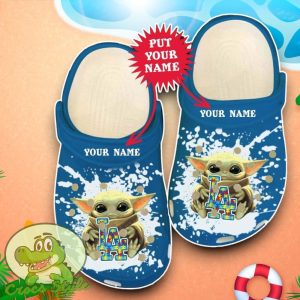 Los Angeles Dodgers MLB Team Logo Baby Yoda Autism Crocs Custom Name Edition Classic Clogs Shoes