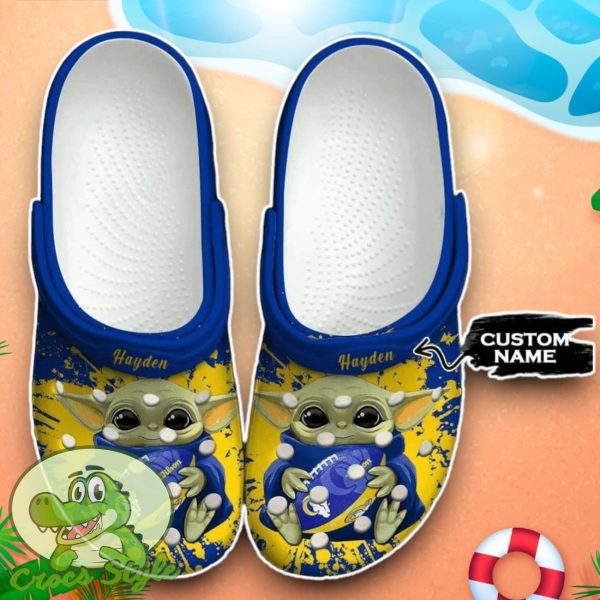 Los Angeles Rams Baby Yoda Crocs Custom Name Edition Classic Clogs Shoes