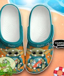 Miami Dolphins Baby Yoda Crocs Custom Name Edition Classic Clogs Shoes Product Photo 1
