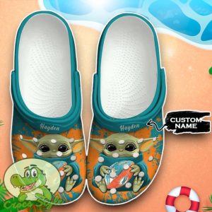 Miami Dolphins Baby Yoda Crocs Custom Name Edition Classic Clogs Shoes