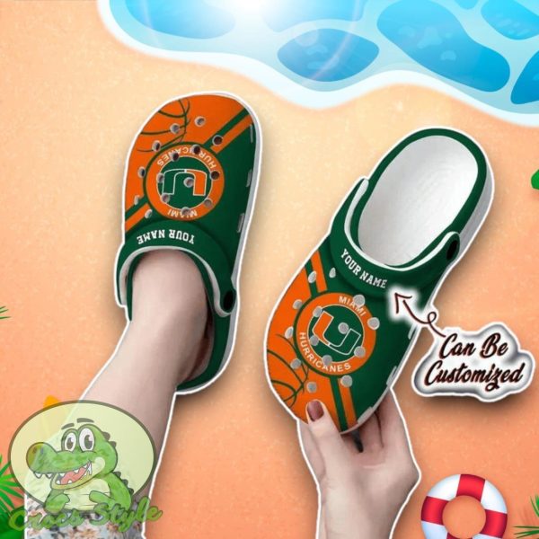 Miami Hurricanes In Green Crocs Custom Name Edition Clog Shoes