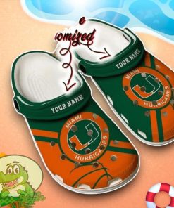 Miami Hurricanes In Green Crocs Custom Name Edition Clog Shoes Product Photo 1