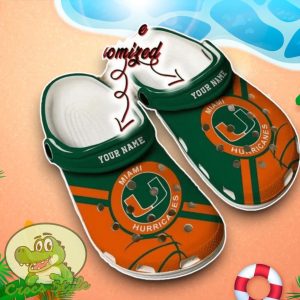 Miami Hurricanes In Green Crocs Custom Name Edition Clog Shoes