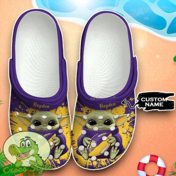 Minnesota Vikings Baby Yoda Crocs Custom Name Edition Classic Clogs Shoes