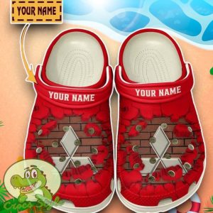 Mitsubishi Logo Broken Wall Red Crocs Custom Name Edition Classic Clogs Shoes