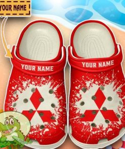 Mitsubishi Logo Red And White Painting Crocs Custom Name Edition Classic Clogs Shoes Product Photo 1