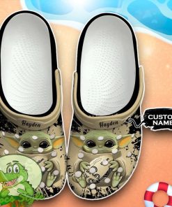 New Orleans Saints Baby Yoda Crocs Custom Name Edition Classic Clogs Shoes Product Photo 1