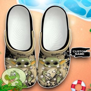 New Orleans Saints Baby Yoda Crocs Custom Name Edition Classic Clogs Shoes