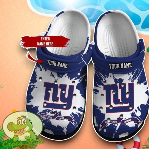 New York Giants On Navy Blue Crocs Custom Name Edition Clog Shoes