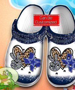 Peace Love Dallas Cowboys Glitter Leopard Crocs Custom Name Edition Clog Shoes Product Photo 1