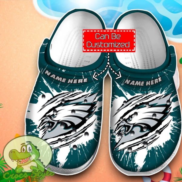 Philadelphia Eagles Football Crocs Custom Name Edition Clog Shoes