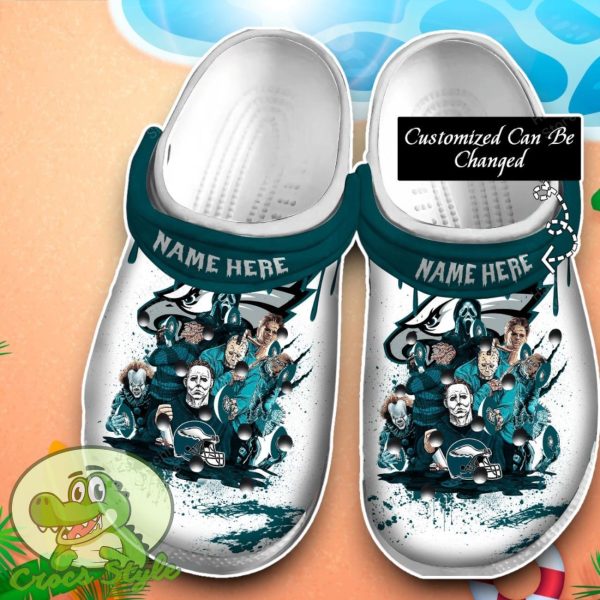 Philadelphia Eagles Horror Movie Characters Crocs Custom Name Edition Clog Shoes