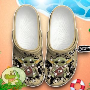 Purdue Boilermakers Baby Yoda Crocs Custom Name Edition Classic Clogs Shoes