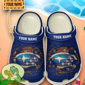 Subaru Logo Broken Wall Blue Crocs Custom Name Edition Classic Clogs Shoes