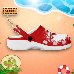 Tesla Logo Red And White Painting Crocs Custom Name Edition Classic Clogs Shoes Product Photo 2