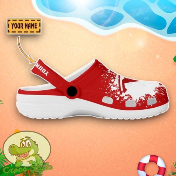 Tesla Logo Red And White Painting Crocs Custom Name Edition Classic Clogs Shoes