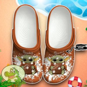 Texas Longhorns Baby Yoda Crocs Custom Name Edition Classic Clogs Shoes